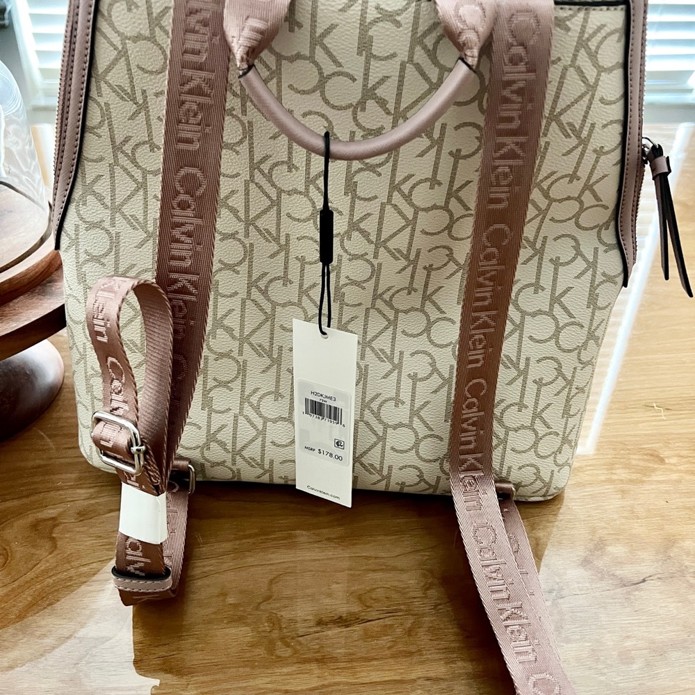 Calvin Klein Beige Monogram Backpack - image 3